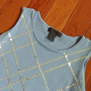 Embellished light blue sweater vest.